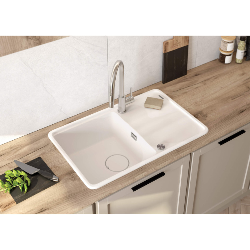 Deante zlewozmywak Momi alabaster granit 1k z/ko 670x440x230 mm