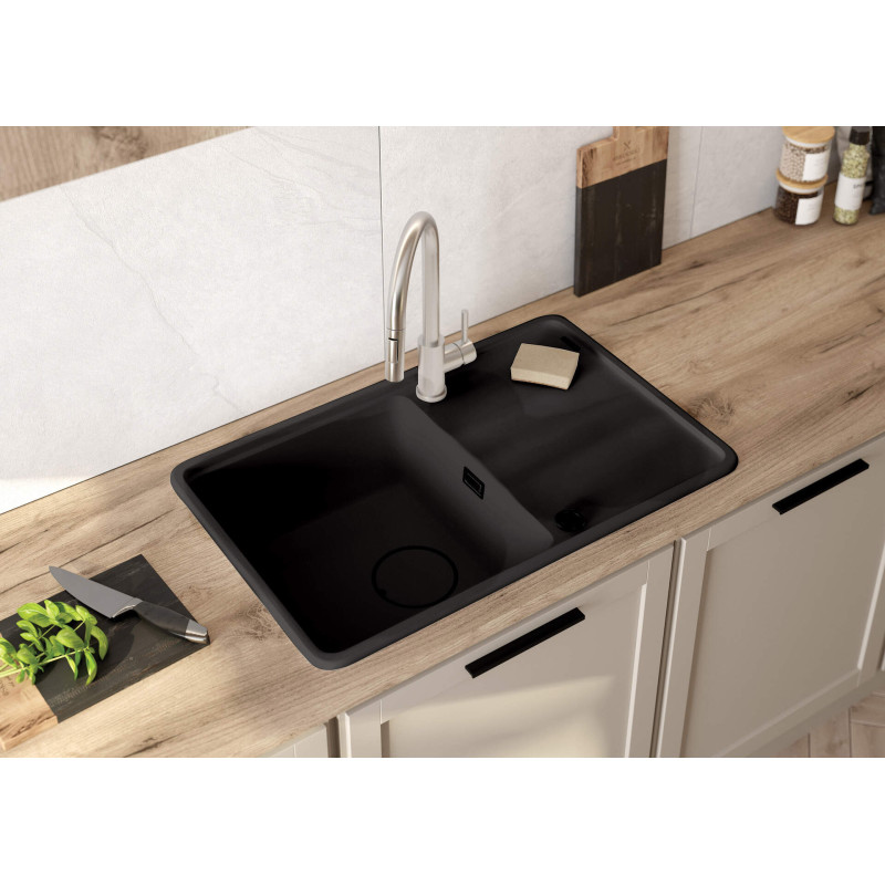 Deante zlewozmywak Momi grafit metalik granit 1k z/o 780x500x230 mm