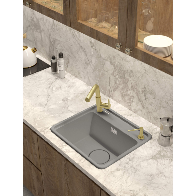 Deante zlewozmywak Momi szary metalik granit 1k 440x500x230 mm