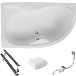 Polimat wanna asymetryczna Dora lewa 170x110 z syfonem i nóżkami