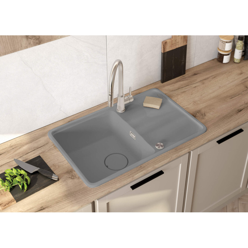 Deante zlewozmywak Momi szary metalik granit 1k z/o 780x500x230 mm