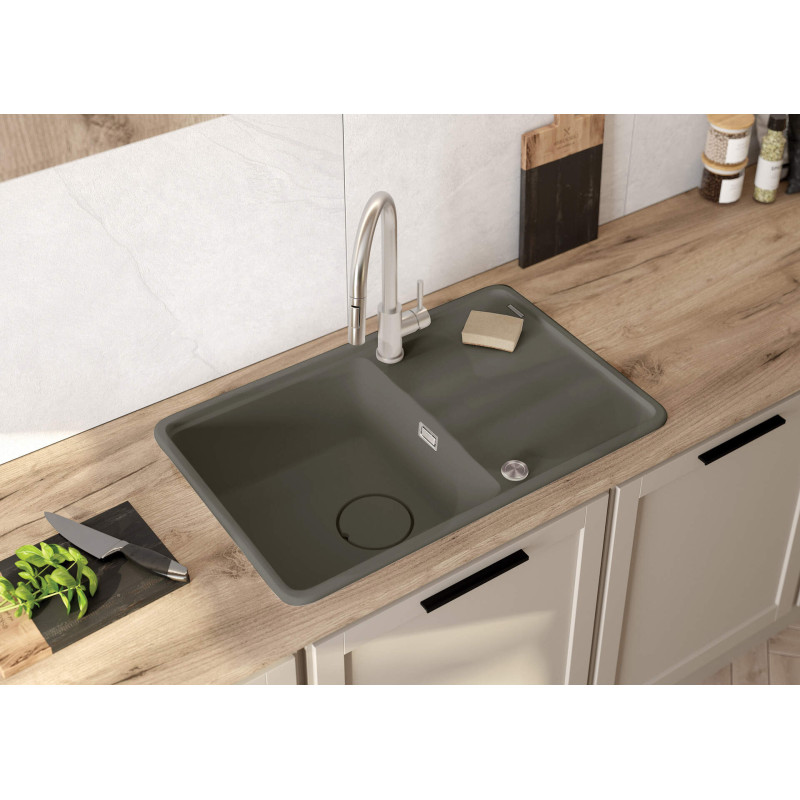 Deante zlewozmywak Momi antracyt metalik granit 1k z/o 780x500x230 mm