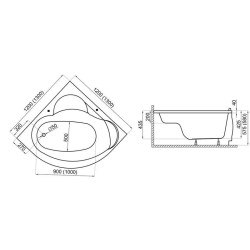 Polimat wanna symetryczna Standard 120x120 z syfonem i nóżkami