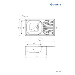 Deante zlewozmywak Techno satyna 1k z/o 760x435x150, 2"