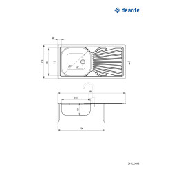Deante zlewozmywak Techno satyna 1k z/o 860x435x160, 2"