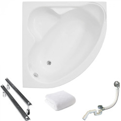 Polimat wanna symetryczna Standard 130x130 z syfonem i nóżkami