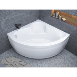 Polimat wanna symetryczna Standard 130x130 z białą obudową, parawanem, syfonem i nóżkami