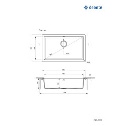 Deante komora podblatowa Corda antracyt metalik granit 800x500x204 3,5