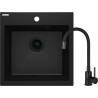 Deante zlewozmywak Evora nero granit 1k 500x500x216, 3,5 + bateria z elastyczną wylewką nero