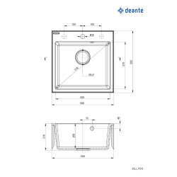 Deante zlewozmywak Evora szary metalik granit 1k 500x500x216, 3,5