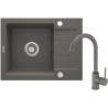 Deante zlewozmywak Zorba antracyt granit 1k z/ko 580x440x164, 3,5 + bateria nemezja z wylewką