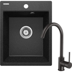 Deante zlewozmywak Corio grafit granit + bateria beu_b62e czarna