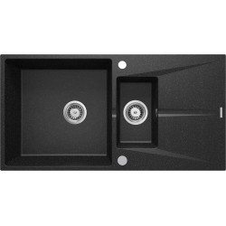 Deante zlewozmywak Corio grafit granit 1,5k z/o 970x500x215, 3,5 + zaślepka otworu