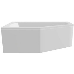 Polimat wanna symetryczna Selena lewa 140x90 z białą obudową, syfonem i nóżkami