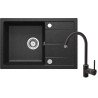 Deante set: zlewozmywak Leda granitowy zrd 2113 grafit + bateria z wylewką u ben 262m grafit