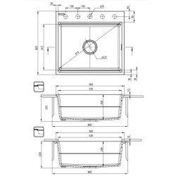 Deante zlewozmywak Magnetic alabaster granit 1k 560x520x220, 3,5