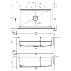 Deante zlewozmywak Magnetic alabaster granit 1k 760x520x220, 3,5