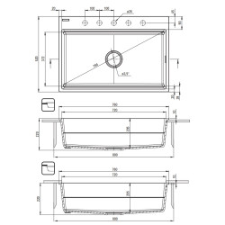 Deante zlewozmywak Magnetic grafit metalik granit 1k 760x520x220, 3,5