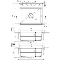 Deante zlewozmywak Magnetic antracyt metalik granit 1k 560x520x220, 3,5