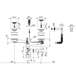 Deante osprzęt space-saver lux do zlew. granitowych 1,5-kom. 3,5 przelew w komorze z korkiem automatycznym
