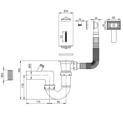 Deante osprzęt do zlewozmywaków stalowych 1-kom, z przelewem w komorze