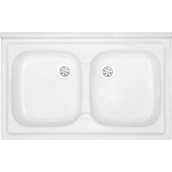 Polimat zlewozmywak dwukomorowy 50x80 cm z syfonem