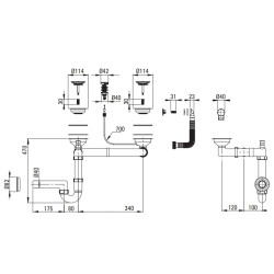Deante osprzęt do zlewozmywaków granitowych space-saver 1,5 i 2-kom. 3,5 z korkiem automatycznym