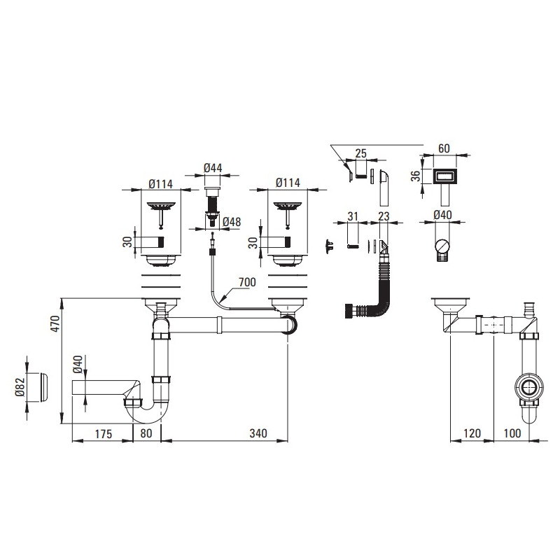 Deante osprzęt space-saver do zlewozmywaków granitowych 1,5 i 2-kom 3,5 z kor.auto z przycis