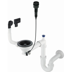 Deante osprzęt space-saver nero do zlew. granitowych 1-kom, 3,5 z korkiem automatycznym z przyciskiem