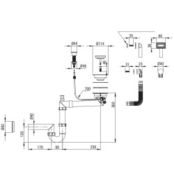 Deante osprzęt space-saver nero do zlew. granitowych 1-kom, 3,5 z korkiem automatycznym z przyciskiem