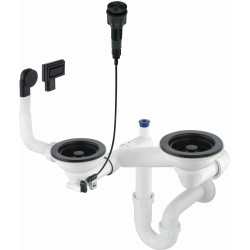 Deante osprzęt space-saver nero do zlew. granitowych 1,5 i 2 kom 3,5 z korkiem automatycznym z przyciskiem