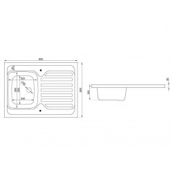Zlewozmywak 60x80 cm 1-komorowy z ociekaczem + SYFON GRATIS