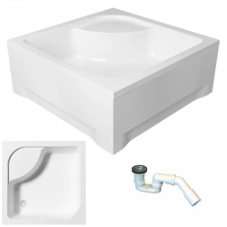 Polimat brodzik kwadratowy głęboki Tenor 90x90 z syfonem