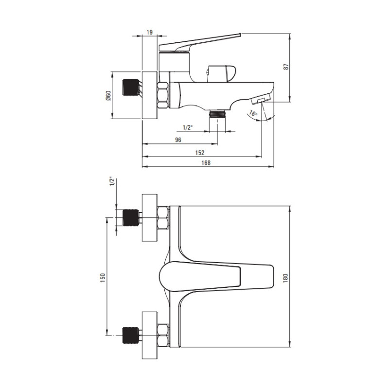 Deante bateria Ivo chrom wannowa bez kompletu natryskowego