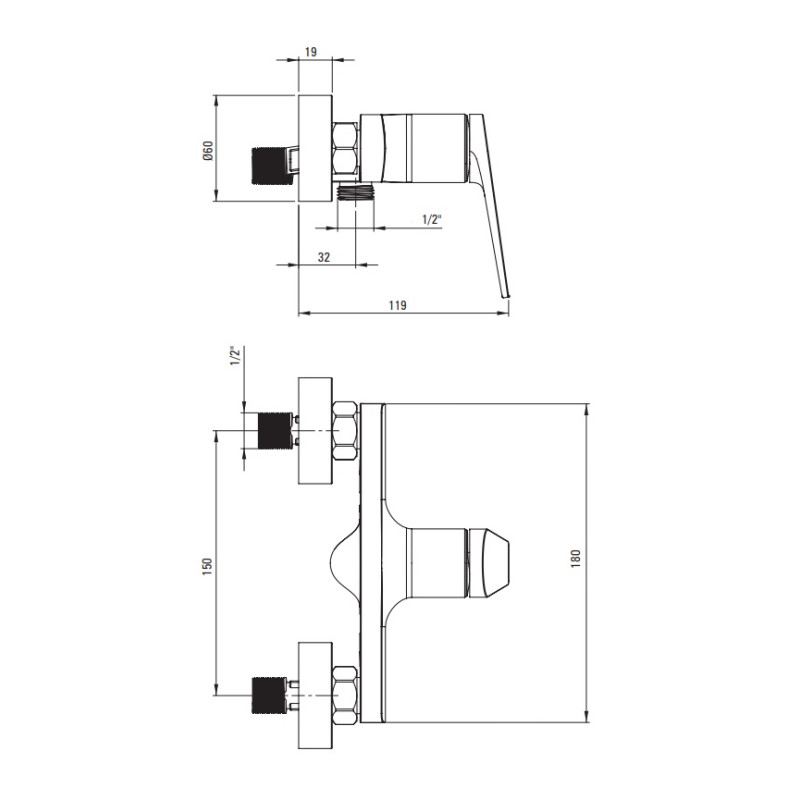 Deante bateria Ivo chrom natryskowa bez kompletu natryskowego
