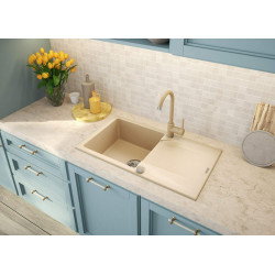 Deante bateria Nemezja piaskowy granit zlewozmywakowa stojąca z wylewką "u"