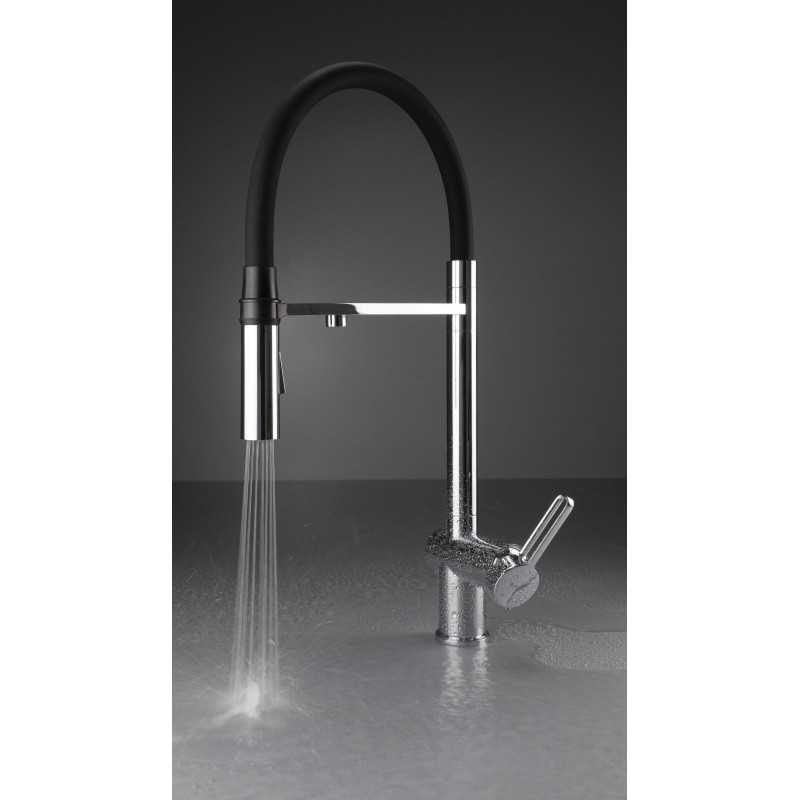 Deante bateria Magnetic chrom zlewozmywakowa z elastyczną wylewką z słuchawką 2-funkcyjną