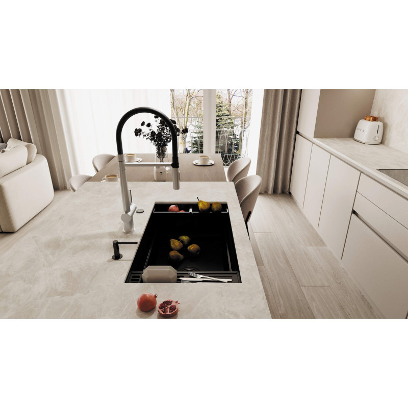 Deante bateria Magnetic stal szczotkowana zlewozmywakowa