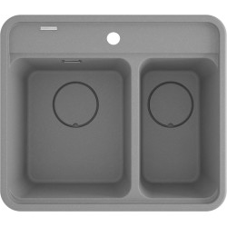 Deante zlewozmywak Momi szary metalik granit 1,5k b/o 600x5200x230 mm