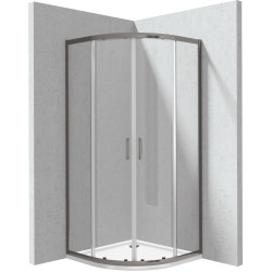 Deante FUNKIA EVO - Kabina prysznicowa z brodzikiem półokrągła 80 cm - titanium