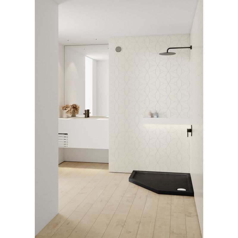 Schedline Brodzik akrylowy Sharper Black Stone 80x80x5 cm, pięciokątny, Gwarancja 7 lat