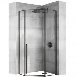 Rea kabina prysznicowa bez brodzika Diamond black szkło transparentne 80x80x195