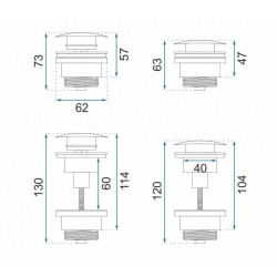 Rea okrągły Syfon Z Korkiem Klik-Klak Uniwersalnym złoty