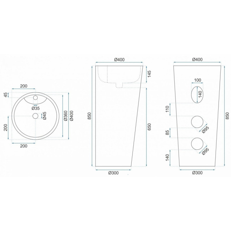 Rea umywalka wolnostojąca Blanka