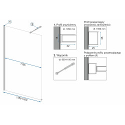 Rea ścianka prysznicowa 110x195 Aero black