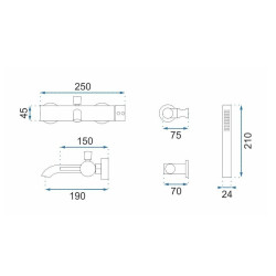 Rea Bateria Wannowa Ścienna Lungo czarna