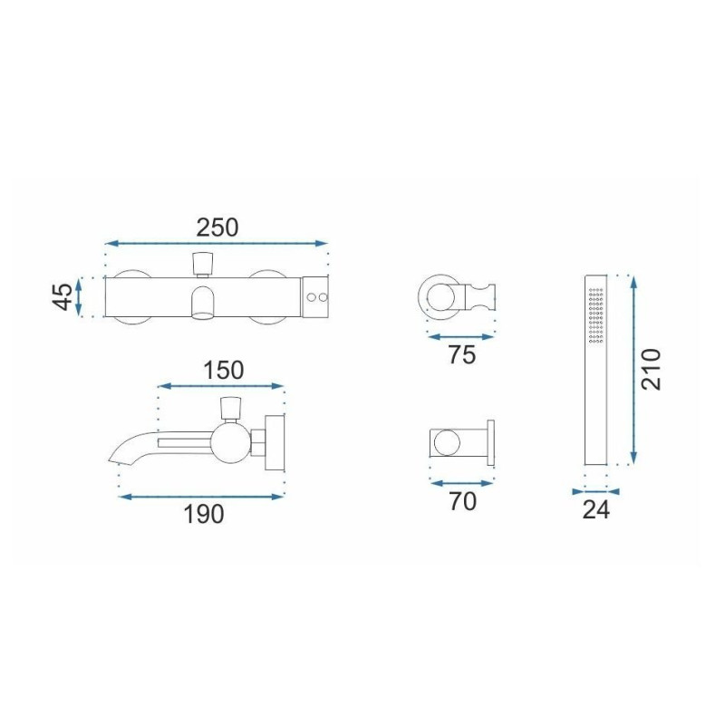 Rea Bateria Wannowa Ścienna Lungo czarna