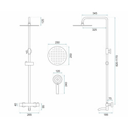 Rea zestaw natryskowo-wannowy z termostatem Lungo złoty
