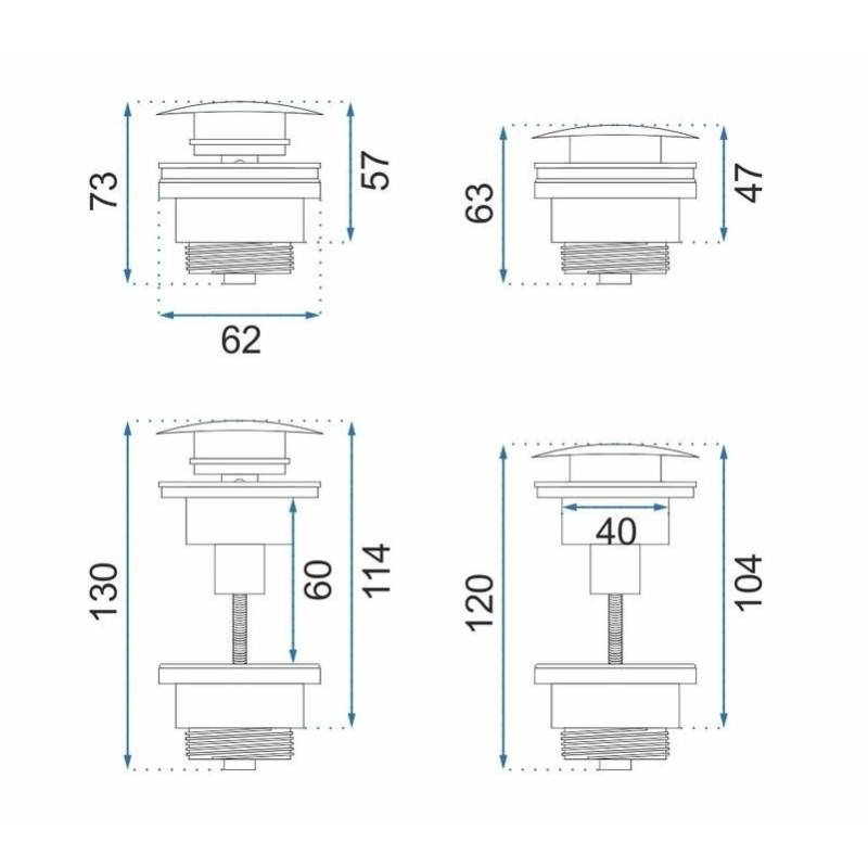 Rea okrągły Syfon Z Korkiem Klik-Klak Uniwersalny czarny