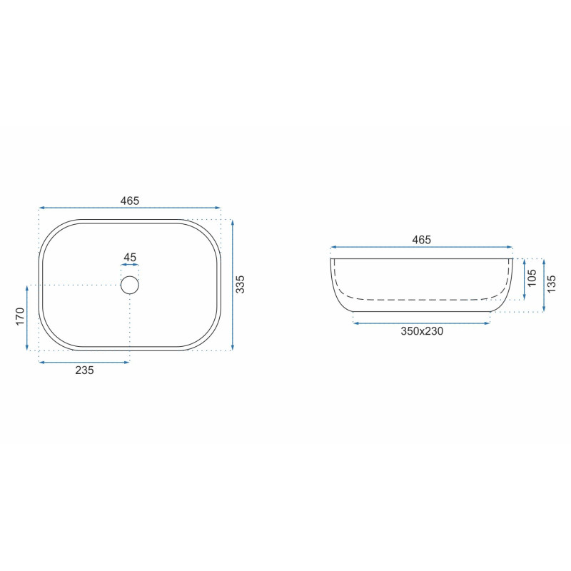 Rea umywalka nablatowa Livia Stone Matt